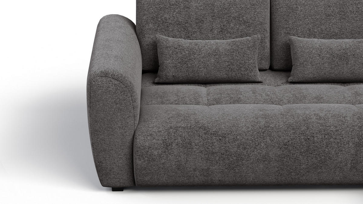ECKSOFA SORENO 4-Sitzer, dunkelgrau - Dunkelgrau/Schwarz, Holz/Textil (293/171cm) - Courtois Laville