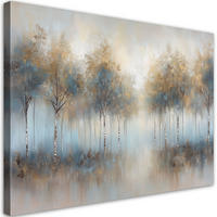 WANDBILD bäume wald in nebel landschaft - Beige, Textil (60/40cm) - Feeby