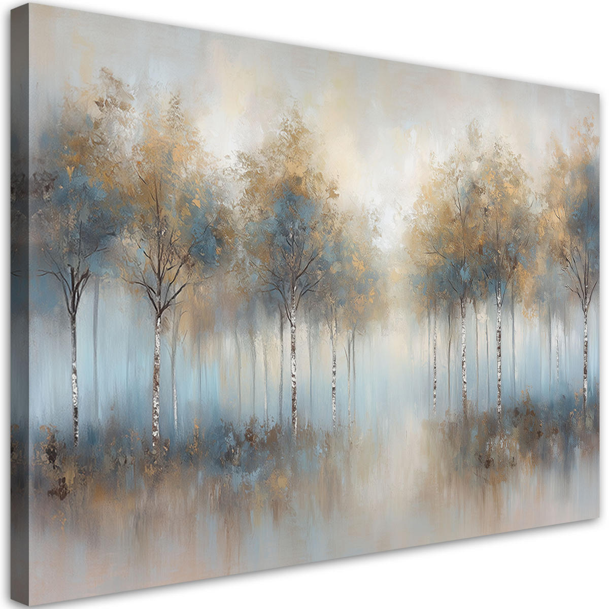 WANDBILD bäume wald in nebel landschaft - Beige, Textil (60/40cm) - Feeby