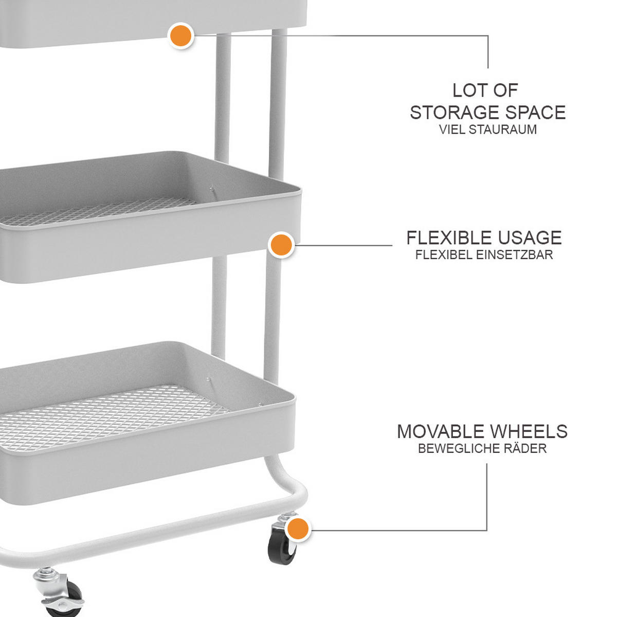 ROLOVACÍ KONTEJNER Tron Bílá - bílá, kov (45.9/78.7/34cm) - Vicco
