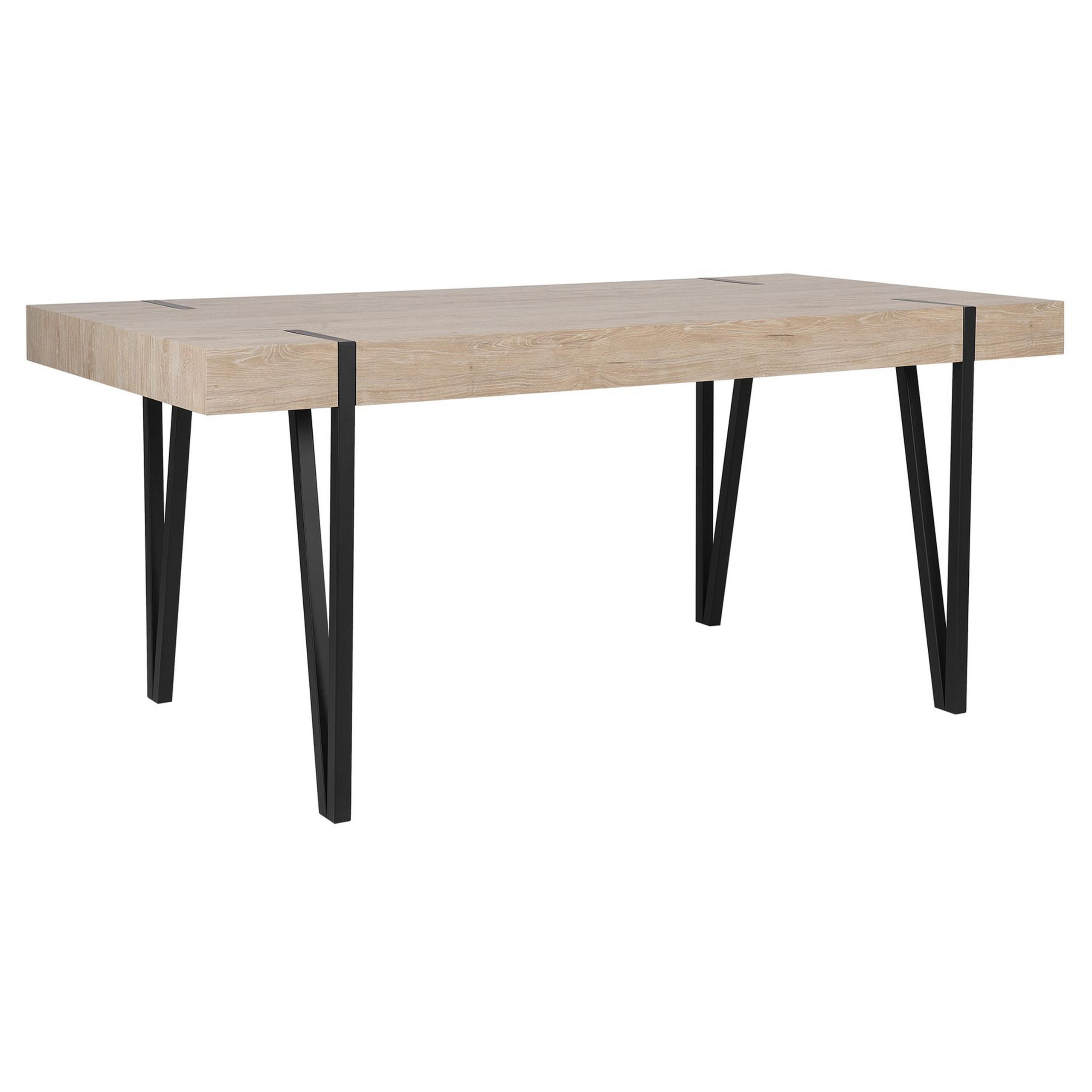 Beliani JÍDELNÍ STŮL 150/90/75 cm Světle hnědý, Černý Obdélníkový Adena