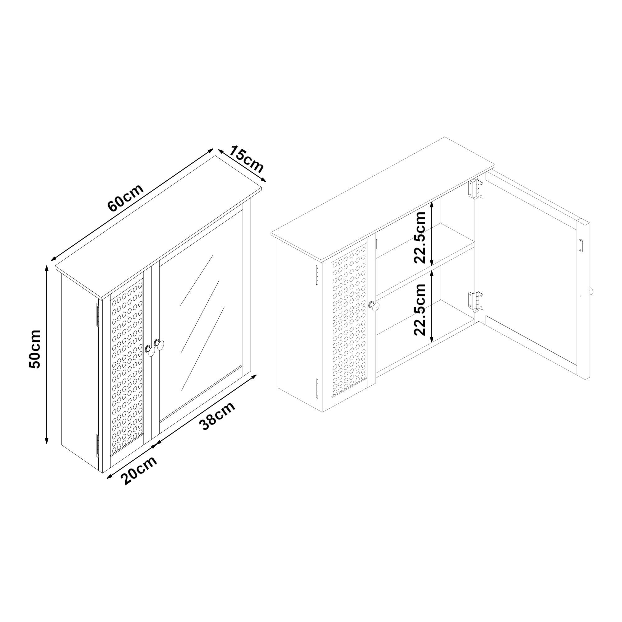 SPIEGELSCHRANK Karlsøy - Weiß, Holzwerkstoff (60/50/15cm) - [en.casa]