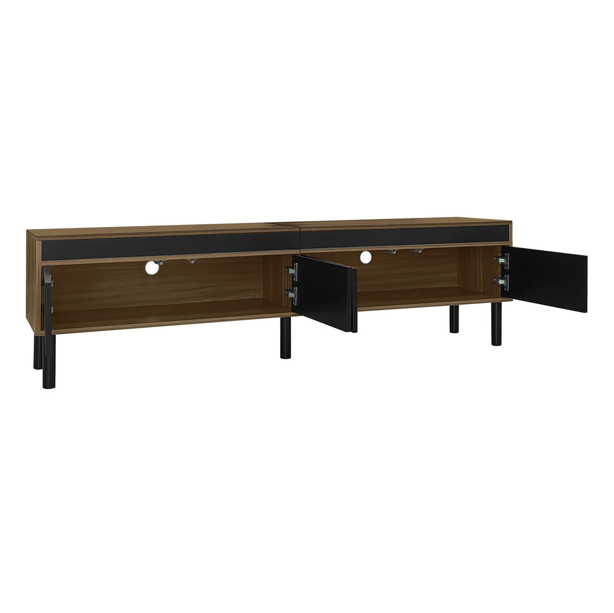 TV-SCHRANK 170/38/47 cm Schwarz/Naturholz mit 4 Türen Push-to-Open - Schwarz, Holz/Holzwerkstoff (170/47/38cm) - Oxeza