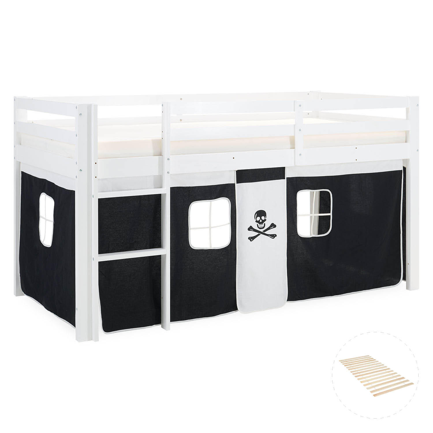 HOCHBETT Lattenrost 90/200 cm Pirat - Schwarz/Weiß, Holz - Homestyle4u