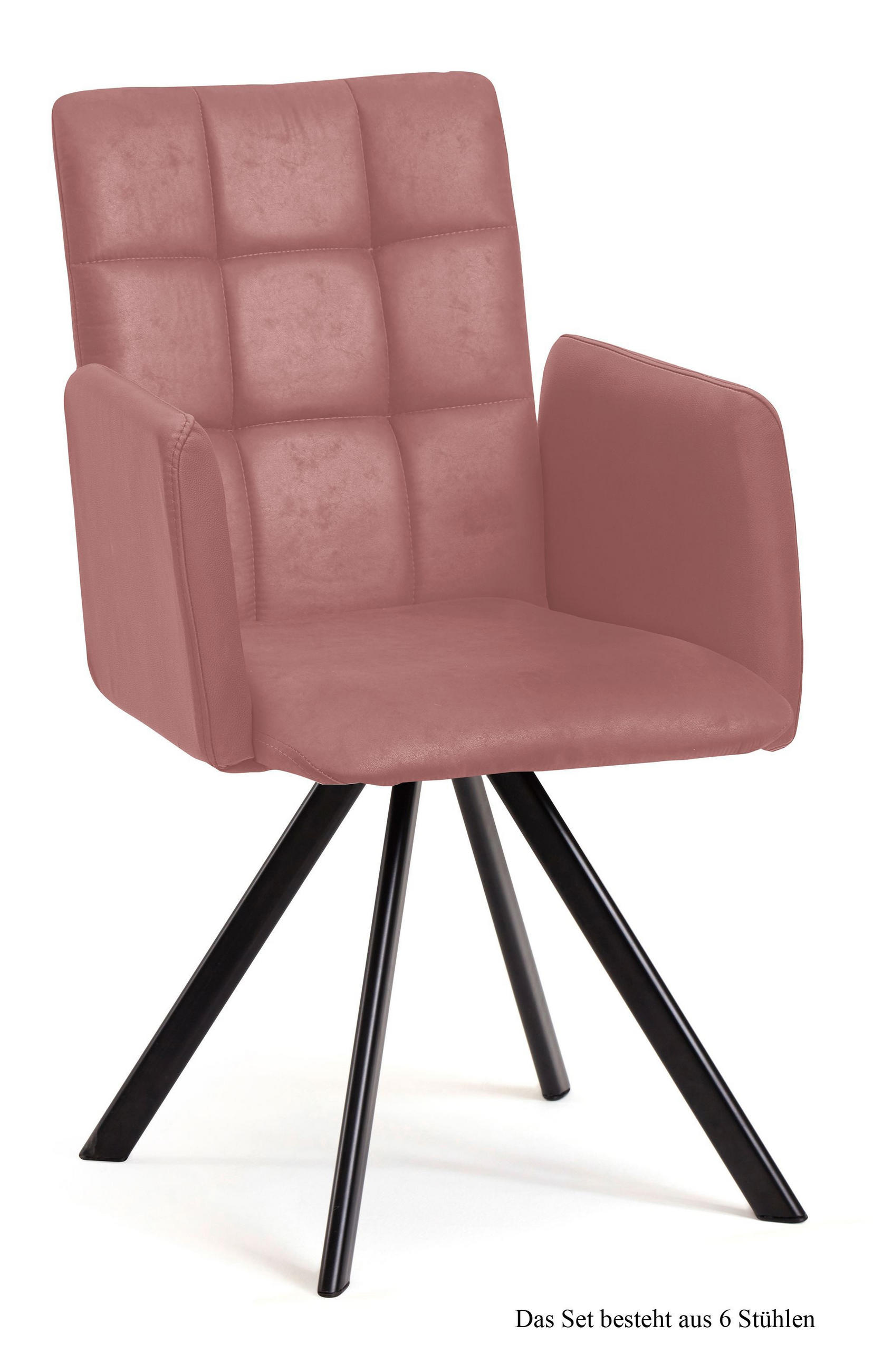 ARMLEHNSTUHL (6er-Set) Dayle 52x91x60 Schwarz/Rosewood - Dunkelrosa/Schwarz, Kunststoff (60/91/52cm) - 58aufmkessel