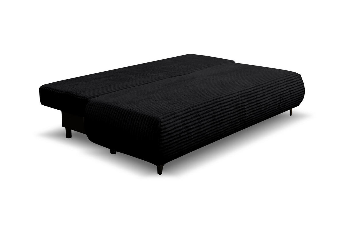 SCHLAFSOFA Etna mit Schlaffunktion und Bettkasten, Farbe: Schwarz, Cordstoff, Ottomane Unsiversal - Schwarz, Textil (205/80/90cm) - VENASI MÖBEL