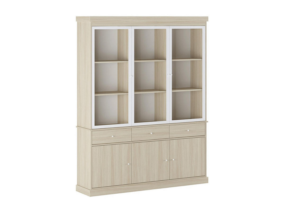 VITRINENSCHRANK - 172.5 cm x 39.6 cm - holz - naturfarben hell, weiß Marsoria - Weiß, Glas/Holz (172.5/217.8/39.6cm) - Vente-Unique