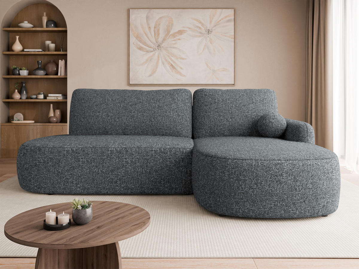ECKSOFA Loridu O, Seite: Rechts - Dunkelgrau/Schwarz, Holz/Kunststoff (274/174cm) - MIRJAN24