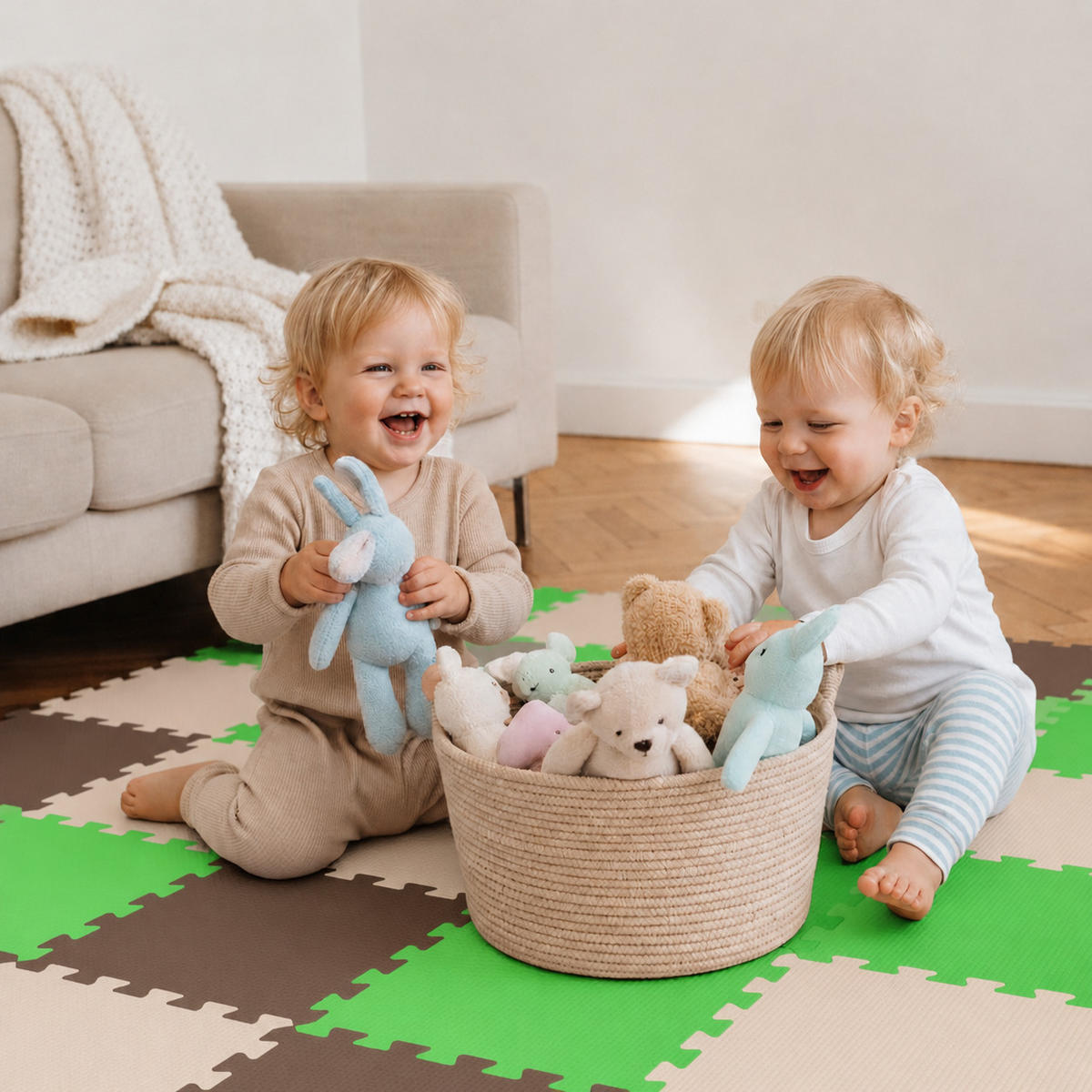 SPIELMATTE ab Null - 270/90 cm Puzzlematte Beige - Multicolor, Kunststoff (30/30cm) - Littletom