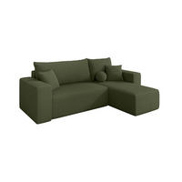 ROHOVÁ SEDAČKA s funkcí spaní, otoman vpravo SENO-L 249x139x85 zelená bouclé - černá/zelená barva, kompozitní dřevo/textil (249/139cm) - ALTDECOR