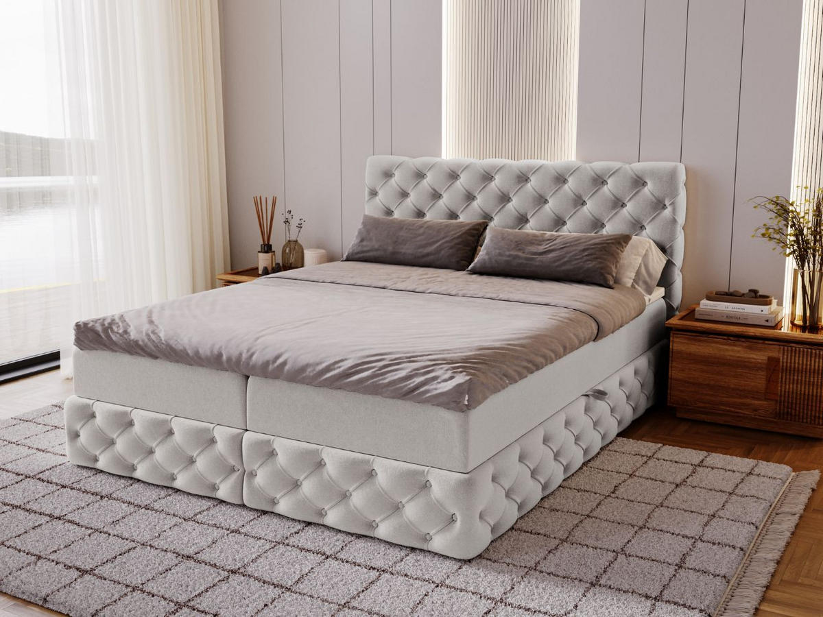 BOXBETT Canolo 140x200 Hellgrau - Hellgrau, Holz/Textil (140/200cm) - Graingold