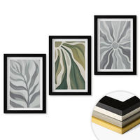 WANDBILDER 3er-Set - 20x30 cm Schwarzer Rahmen - Pflanzenmuster in Grün - Schwarz, Kunststoff (20/30cm) - ArtPrintCave