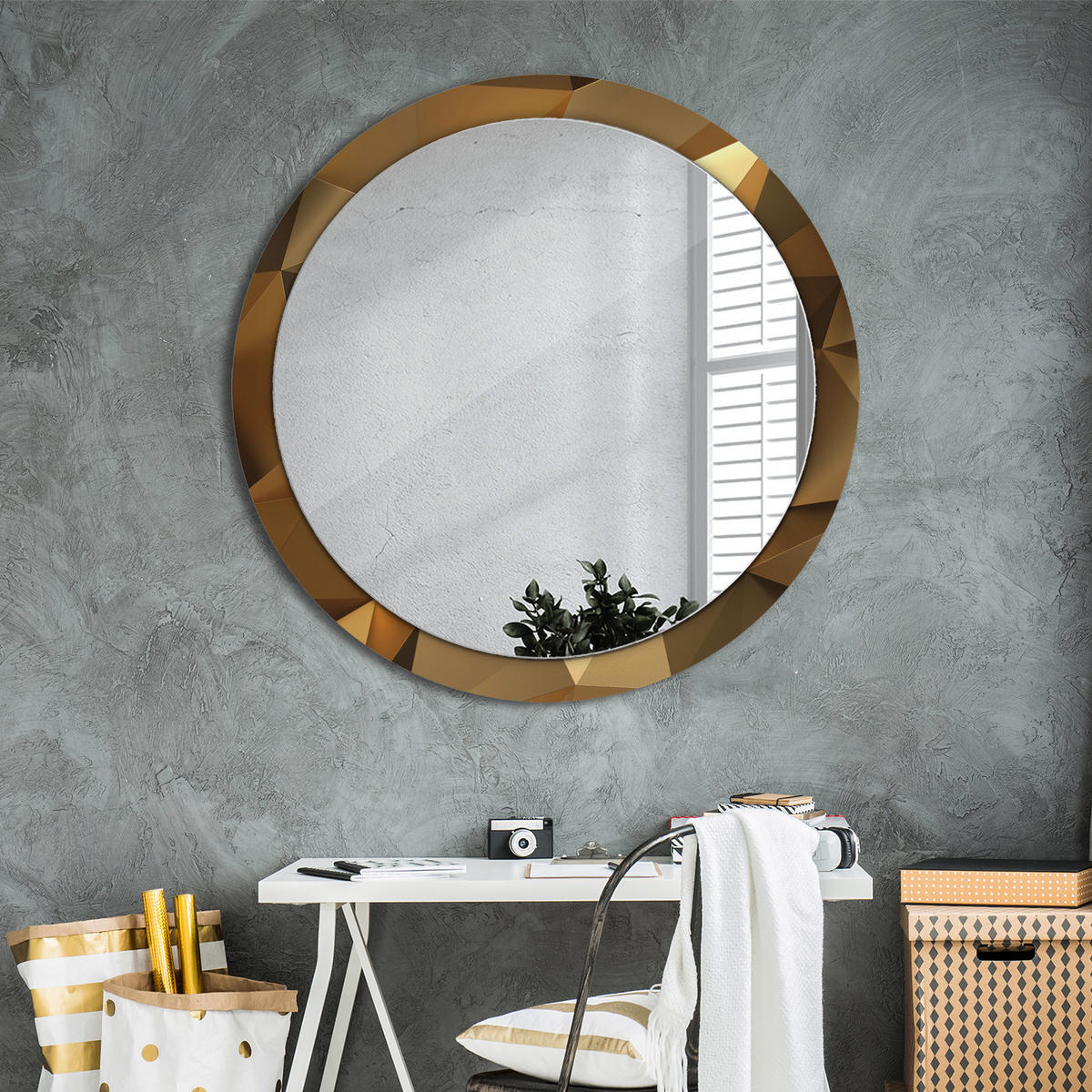 SPIEGEL Ø100 cm Rund mit Aufdruck - Braun, Glas (100/100/0.4cm) - TULUP