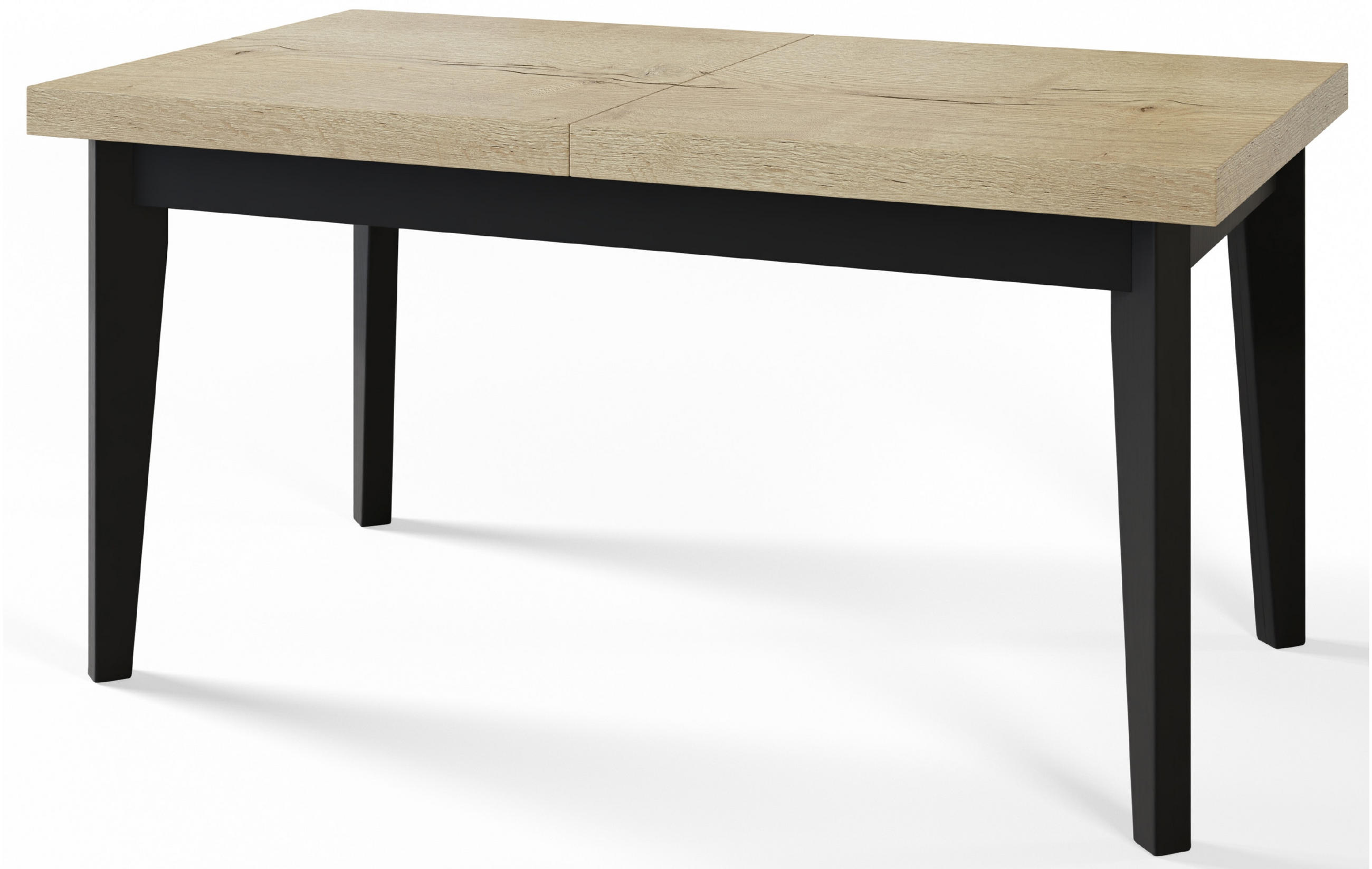 ESSZIMMERTISCH SKANDI, ausziehbarer Tisch: 120-160X80X78 cm, Farbe: HALIFAX, mit Holzbeinen in Farbe Schwarz - Schwarz/Naturfarben, Holzwerkstoff (120/80/78cm) - Alpi-Möbel