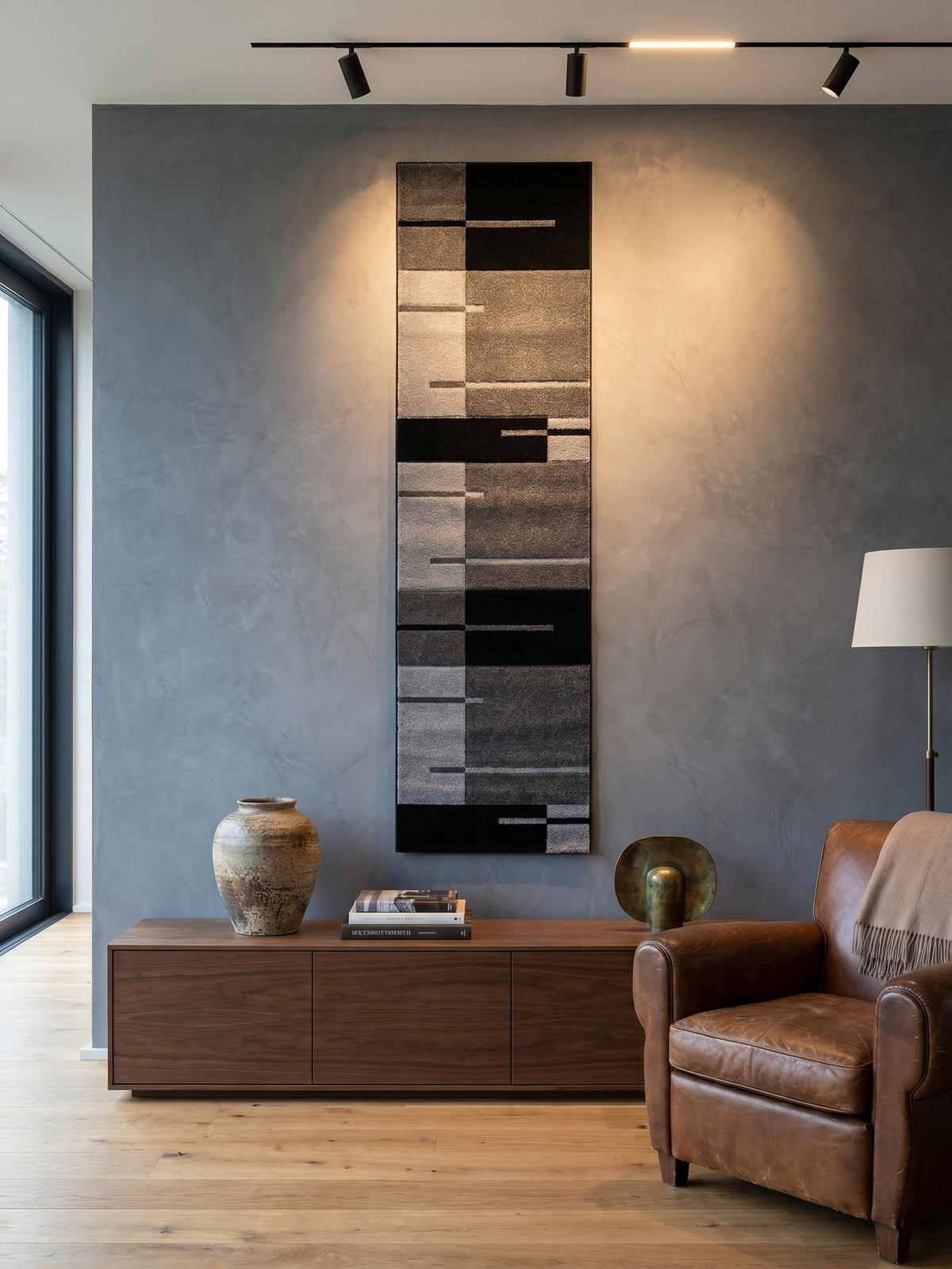 KURZFLORTEPPICH LATEMAR, kariert, Grau, 80 x 300 cm - Grau, Textil (80/300cm) - KADIMA DESIGN