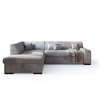 ECKSOFA mit Schlaffunktion Cordstoff MILENZO Hellgrau Links - Hellgrau, Holz (260/175cm) - Bromarkt