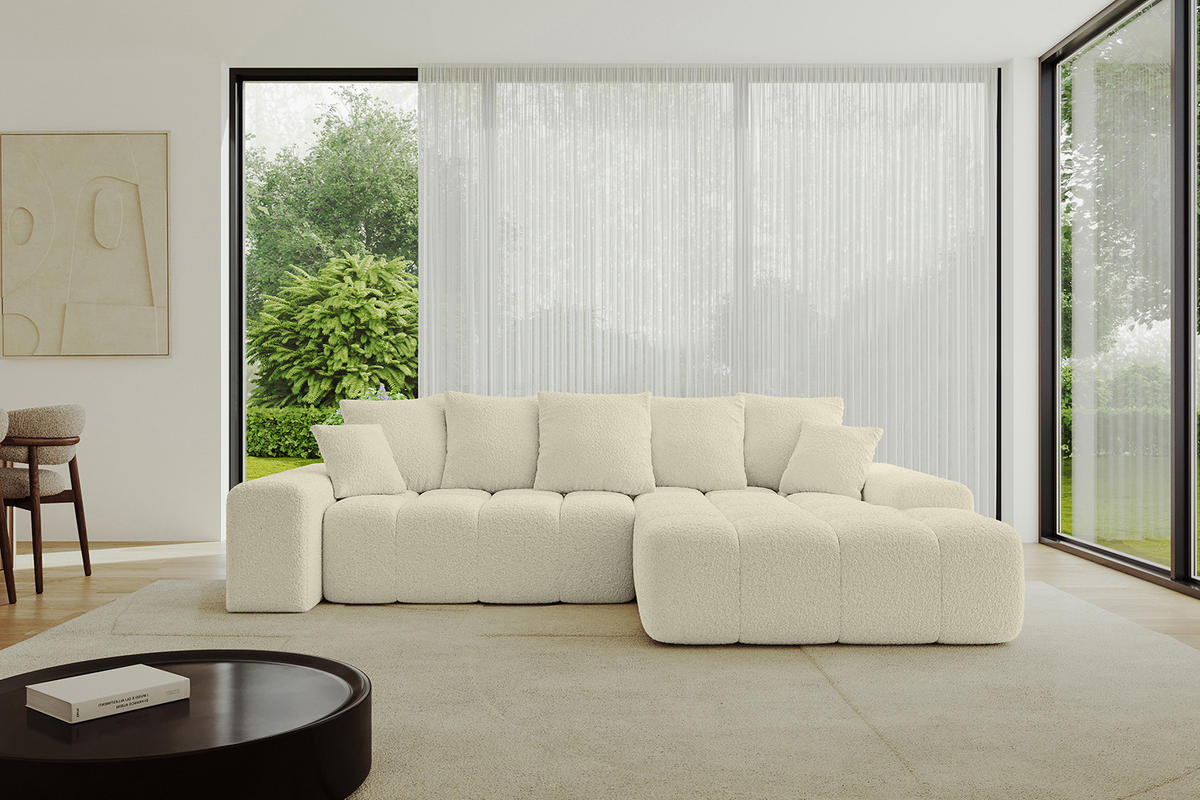 ECKSOFA Ottomane Rechts ENSI-L - 267x164x88 cm Creme - Creme, Holzwerkstoff/Kunststoff (164/267cm) - ALTDECOR