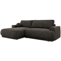 ECKSCHLAFSOFA RINA L Dunkelgrau Velvet - links - Dunkelgrau/Schwarz, Kunststoff/Textil (267/170cm) - MKS