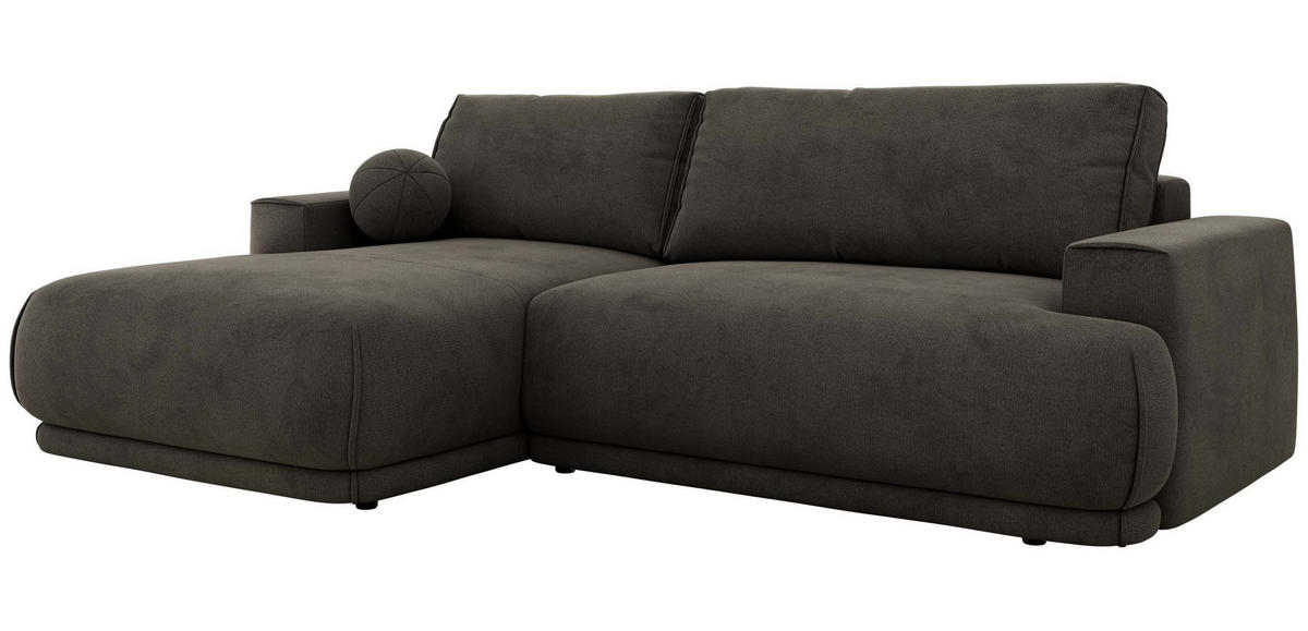ECKSCHLAFSOFA RINA L Dunkelgrau Velvet - links - Dunkelgrau/Schwarz, Kunststoff/Textil (267/170cm) - MKS