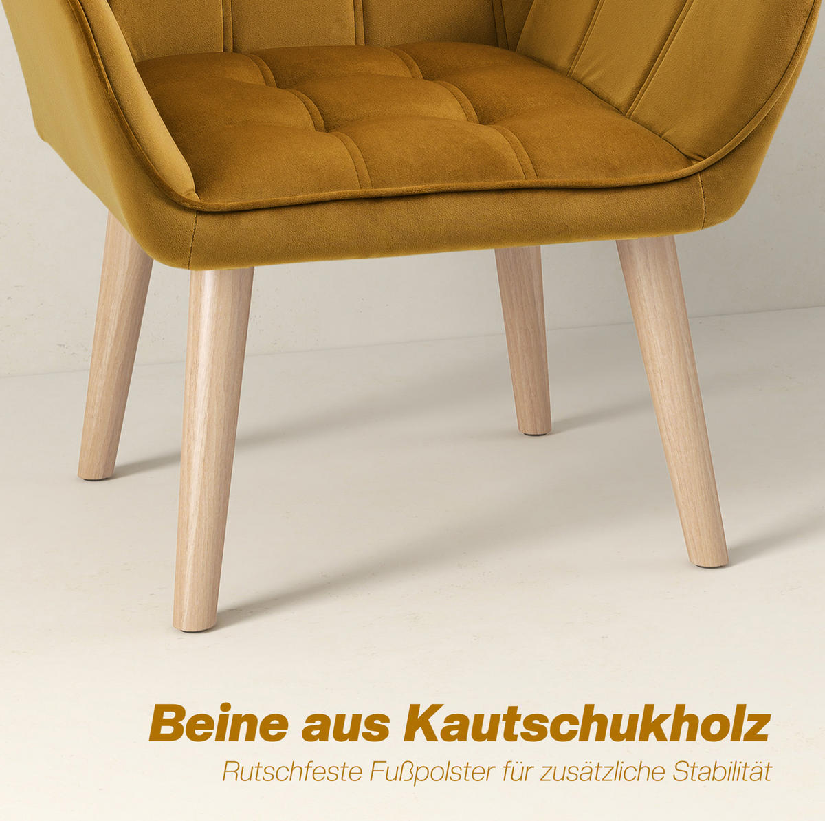 KŘESLO ušák 67/61,5/71 cm, polyester, žluté, skandinávský styl - žlutá, textil (61.5/71/67cm) - BEAOK