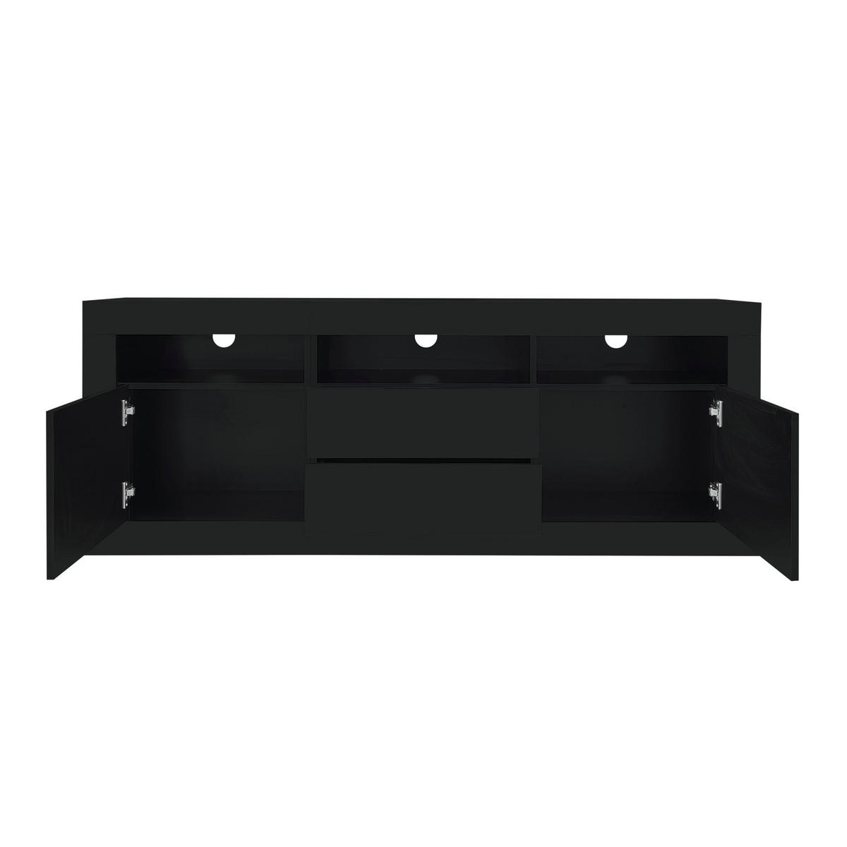 LOWBOARD 160/35/60 cm aus Spanplatte mit LED-Beleuchtung Schwarz - Schwarz, Holzwerkstoff (160/60/35cm) - Modenvie