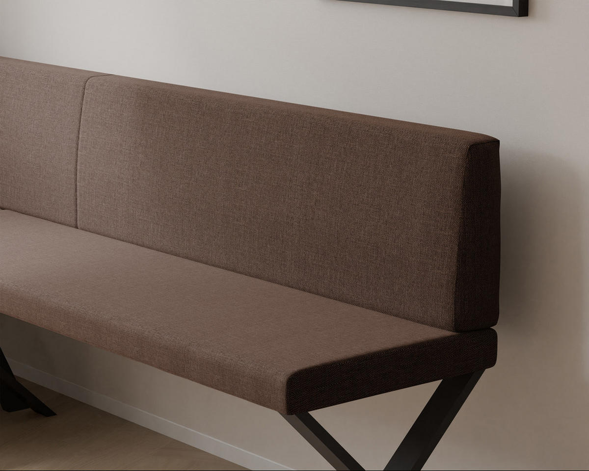 ECKBANK links VERO X Webstoff glatt, 142/196 cm Braun - Braun, Textil/Metall (142/196cm) - Idohome