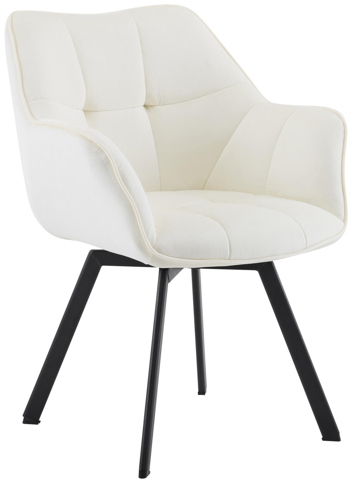 ESSZIMMERSTUHL Samt creme - Creme/Schwarz, Textil/Metall (60/81/59cm) - CLP