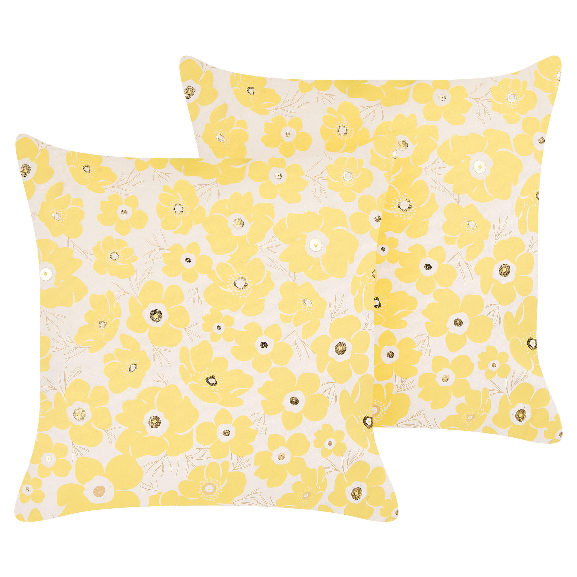 DEKOKISSEN 2er-Set Gelb 45/45 cm Triteleia - Gelb, Textil (45/45cm) - Beliani