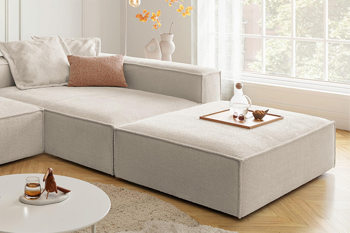 ECKSOFA CARMO Weiß Flachgewebe - Schwarz/Weiß, Kunststoff/Textil (306/191cm) - KAWOLA