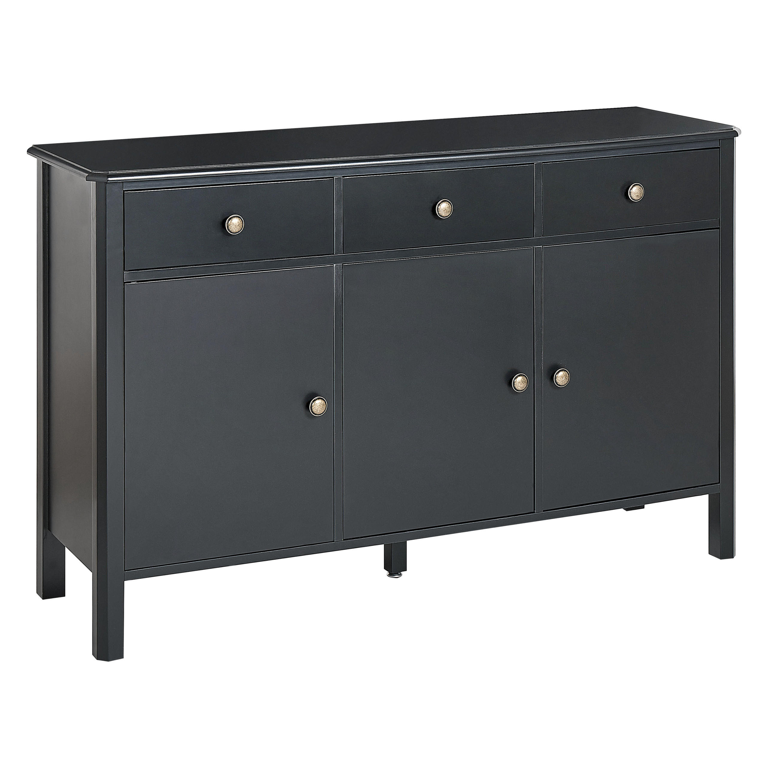 SIDEBOARD mit 3 Türen Schwarz Olate - Schwarz, Holzwerkstoff (120/75/39cm) - Beliani
