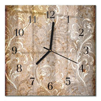 WANDUHR 30x30 cm - Blumenmuster - Braun, Glas (30/30/0.4cm) - TULUP