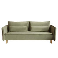 SCHLAFSOFA Ummo Salbeigrün Velours - Salbeigrün/Goldfarben, Textil/Metall (230/88/90cm) - Selsey