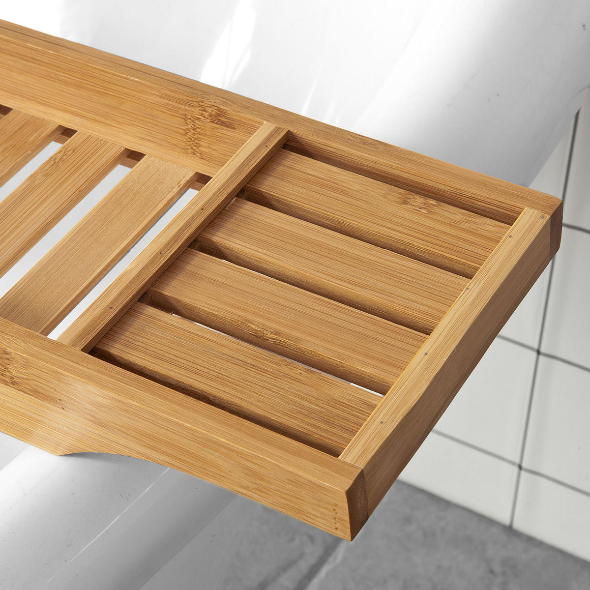 BADEWANNENABLAGE 80cm - Naturfarben, Holz (80/5/15cm) - SoBuy