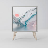 SIDEBOARD VELVET CROSSING, Grau, 57,5x42x77,5 cm, Schräge Buchenholzfüße - Buchefarben/Multicolor, Holzwerkstoff/Buchenholz (57.5/77.5/42cm) - SpaceRebels