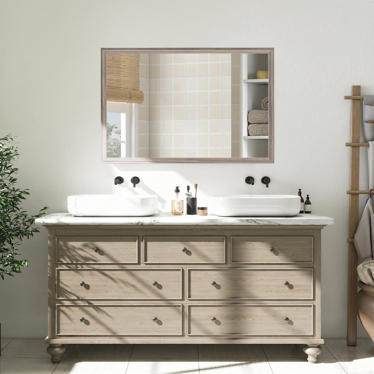 WANDSPIEGEL MDF Glas Grau - Grau, Glas/Holzwerkstoff (2/70/50cm) - HOMCOM