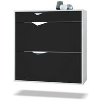 SCHUHSCHRANK Kolmio Fronten in Schwarz matt - Schwarz, Holzwerkstoff (190/185/33cm) - Vladon