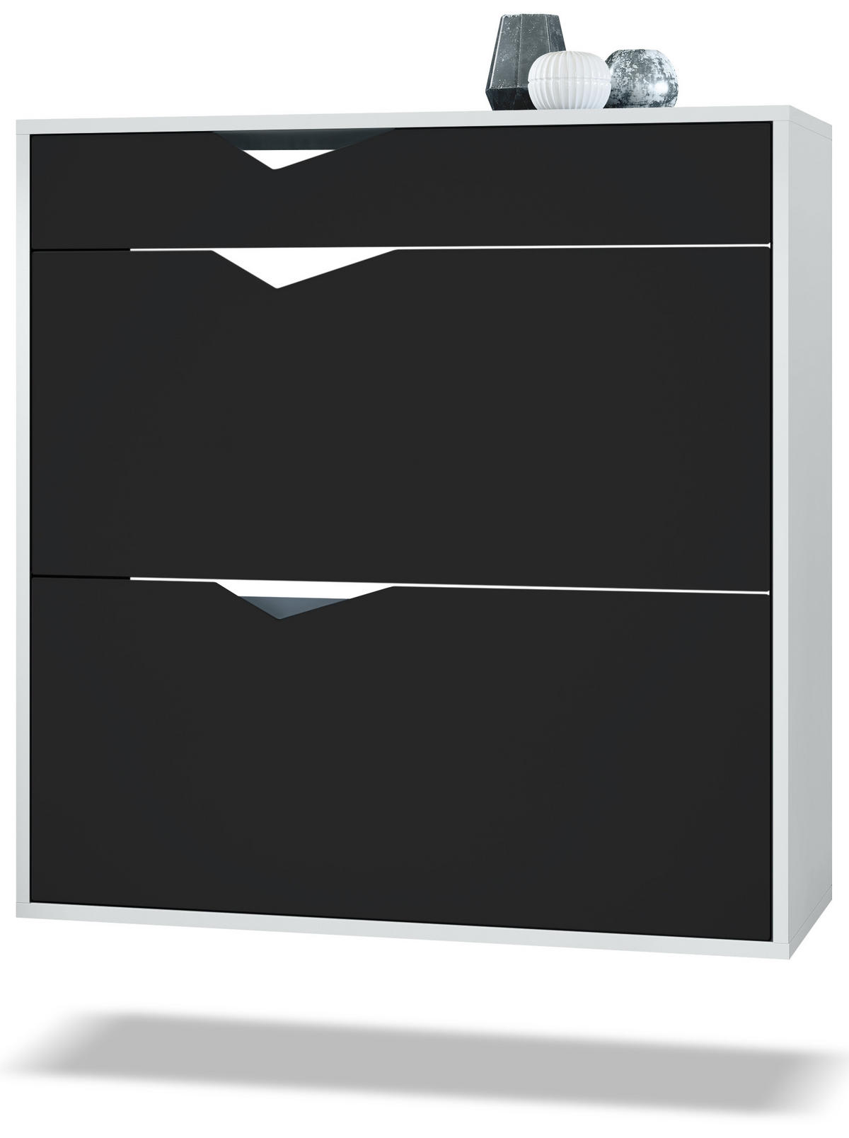 SCHUHSCHRANK Kolmio Fronten in Schwarz matt - Schwarz, Holzwerkstoff (190/185/33cm) - Vladon