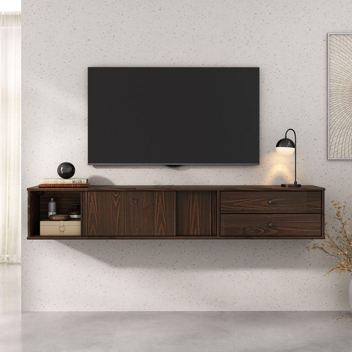 LOWBOARD SIMONA nussbaum - Nussbaumfarben, Holz (175/31/34cm) - IDIMEX