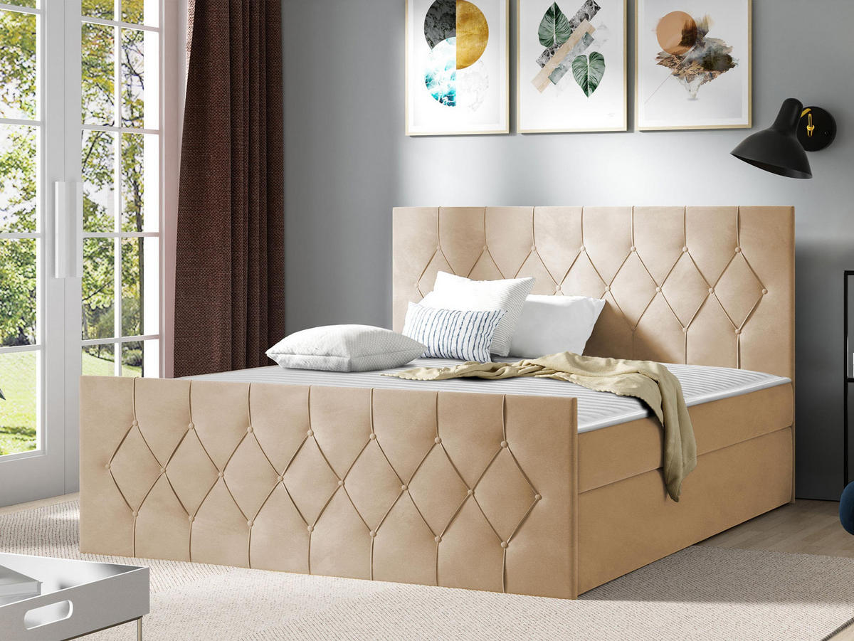 BOXBETT Sky Lux - H3 - Beige, Holz (140/200cm) - MIRJAN24