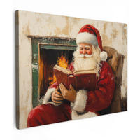 LEINWANDBILD Weihnachten - Weihnachtsmann - Winter - Open Fireside Wandbilder 80x60 cm - Dunkelrot, Textil (80/60cm) - MuchoWow