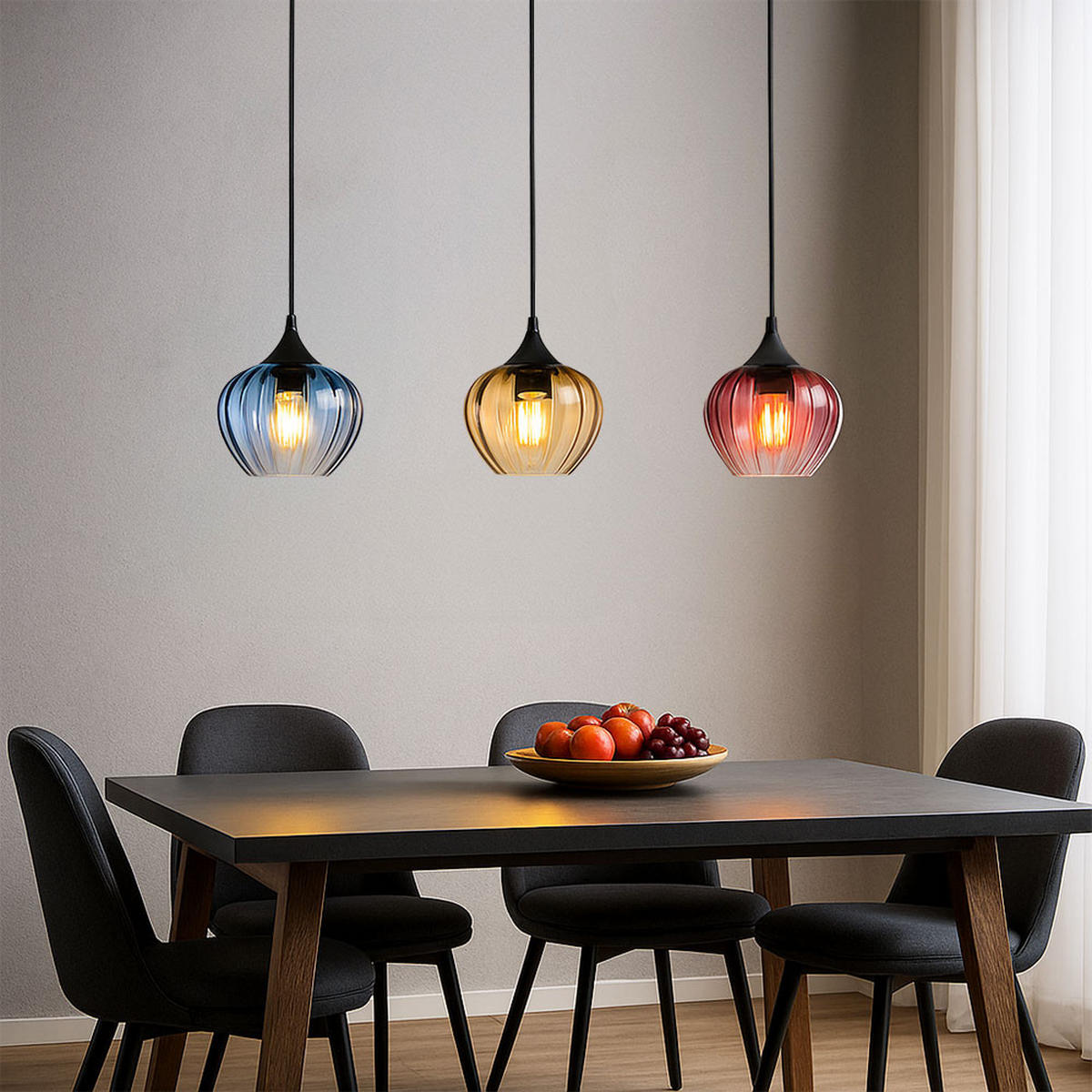 LED HÄNGELEUCHTE Metall Glas Bunt - Multicolor, Glas (80/18/150cm) - Globo Lighting