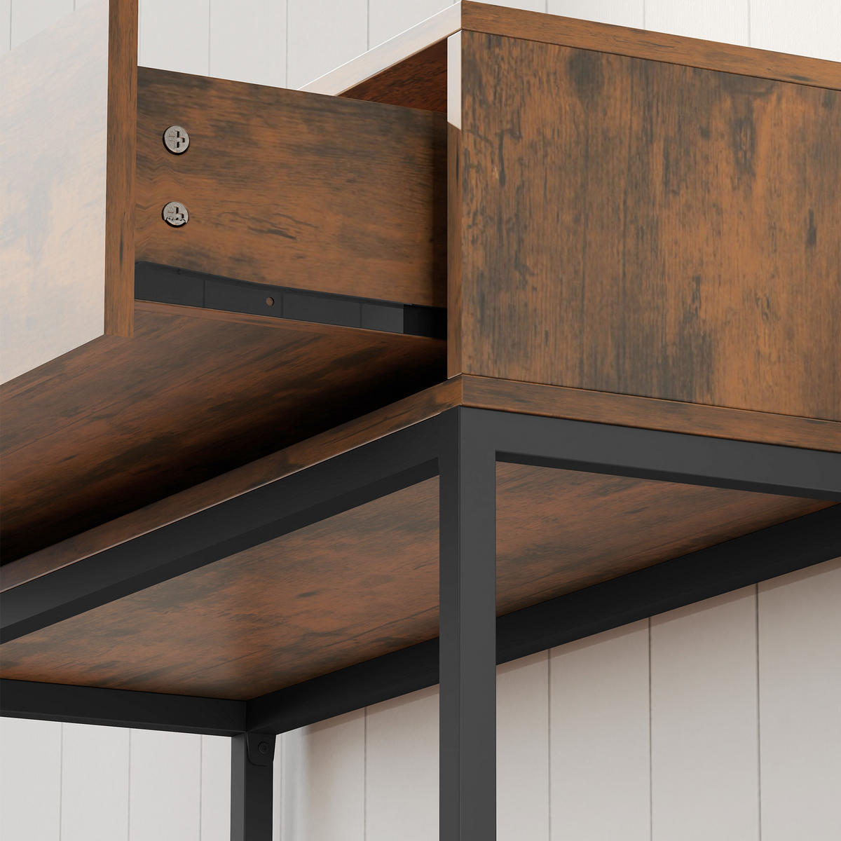 KONSOLENTISCH Flurtisch mit Schublade, Industrie-Design, Flur Wohnzimmer, 80x30x76 cm, Schwarz - Wildeiche, Holzwerkstoff (80/76/30cm)