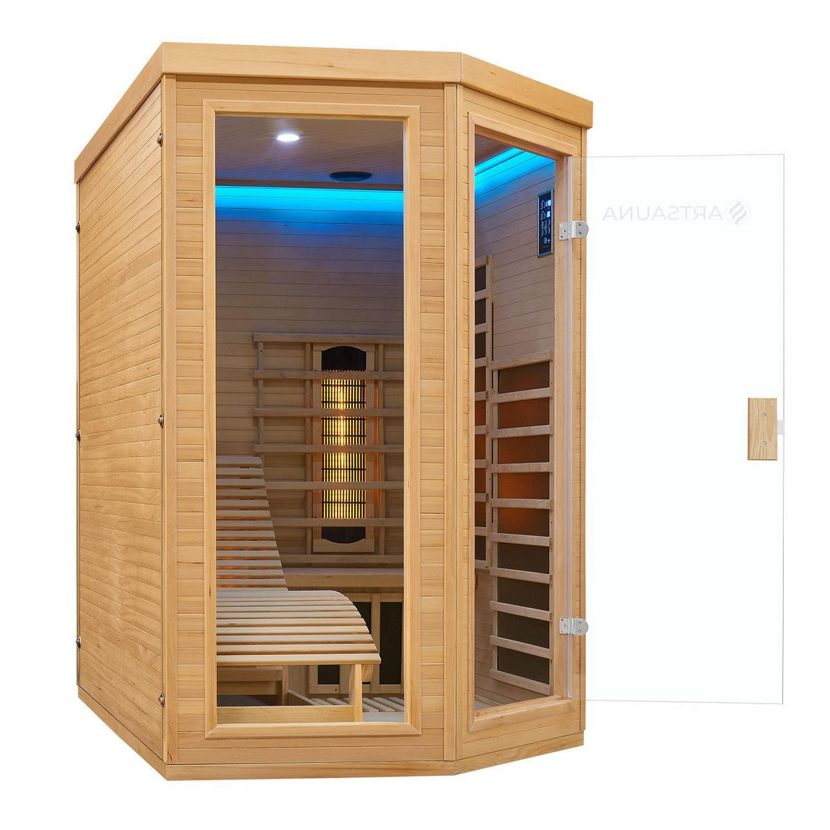 INFRAROTKABINE Kolding mit Triplex-Heizsystem & Hemlockholz - Naturfarben, Holz (130/190/190cm) - Artsauna