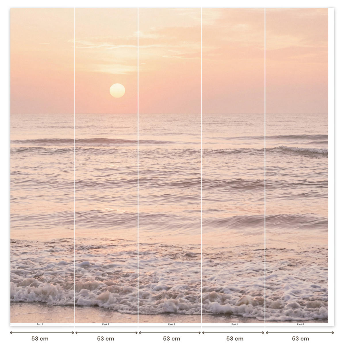 TAPETE - Sonne - Strand - Rosa - 260x240 cm - Hellrosa, Papier (260/240cm) - OnlyWow