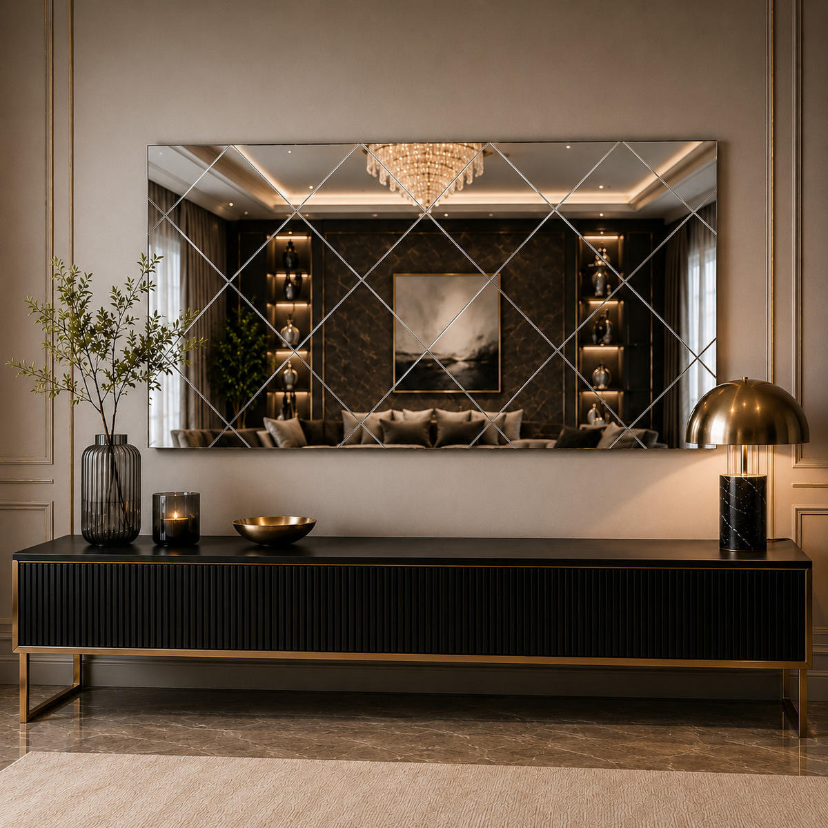 SPIEGEL Divinity Karo Design 60x120cm - Transparent, Holzwerkstoff (120/60/2.2cm) - moebel17