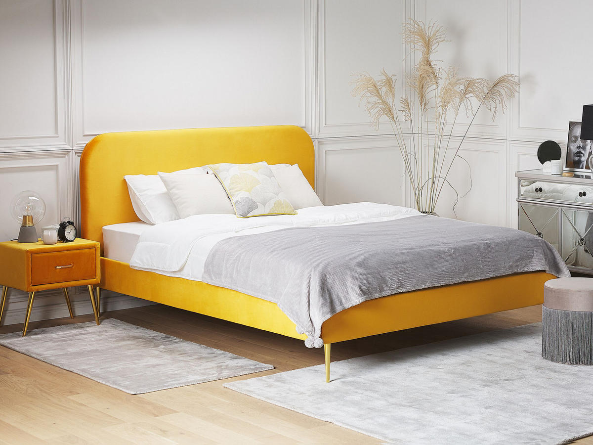 POLSTERBETT 140/200cm Gelb Flayat - Gelb, Textil (140/200cm) - Beliani