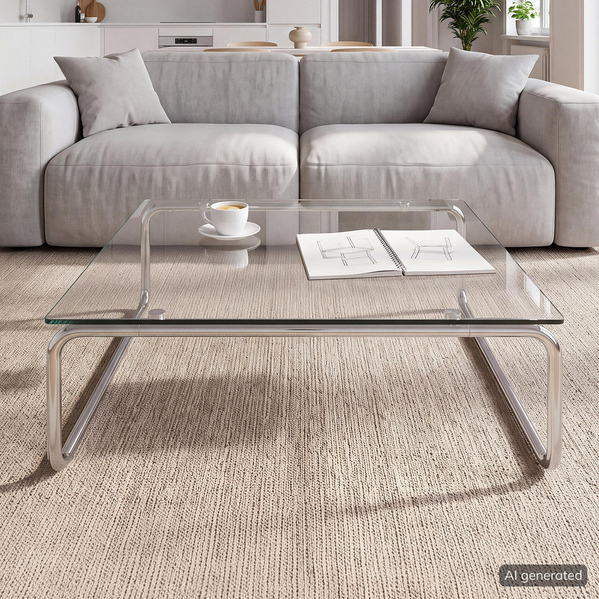 home24 COUCHTISCH - Glas / Metall
