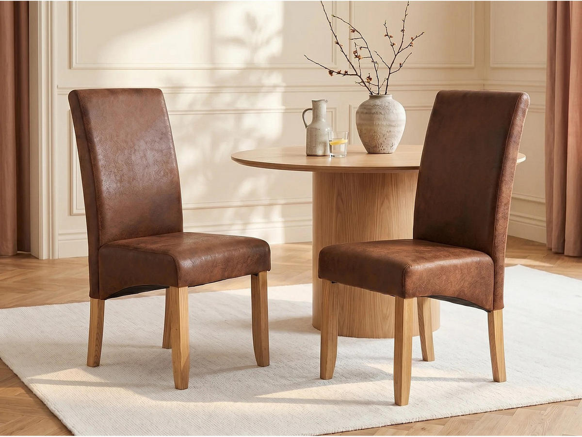STUHL - 47 cm x 63 cm - Stoff, Stoff - Schokoladenbraun, Naturfarben Hell - SANTOS - Braun/Naturfarben, Textil (47/107/63cm) - Vente-Unique
