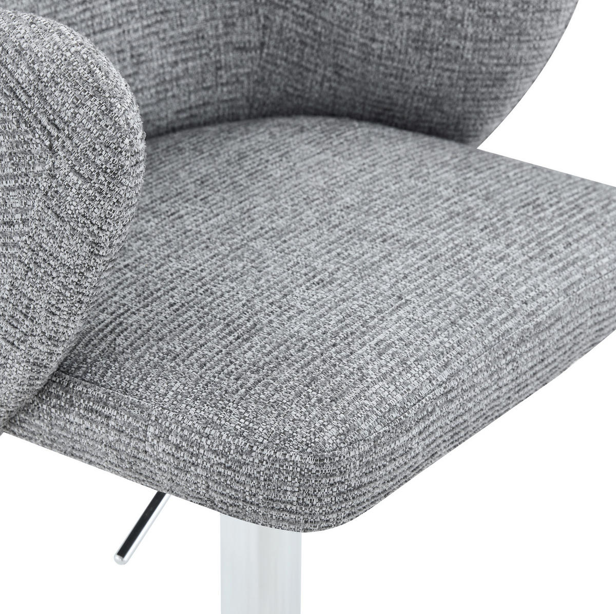BARHOCKER 2er-Set höhenverstellbar drehbar mit Armlehnen Stoff Gray - Grau, Metall (37.6/118/45cm) - Meubliv