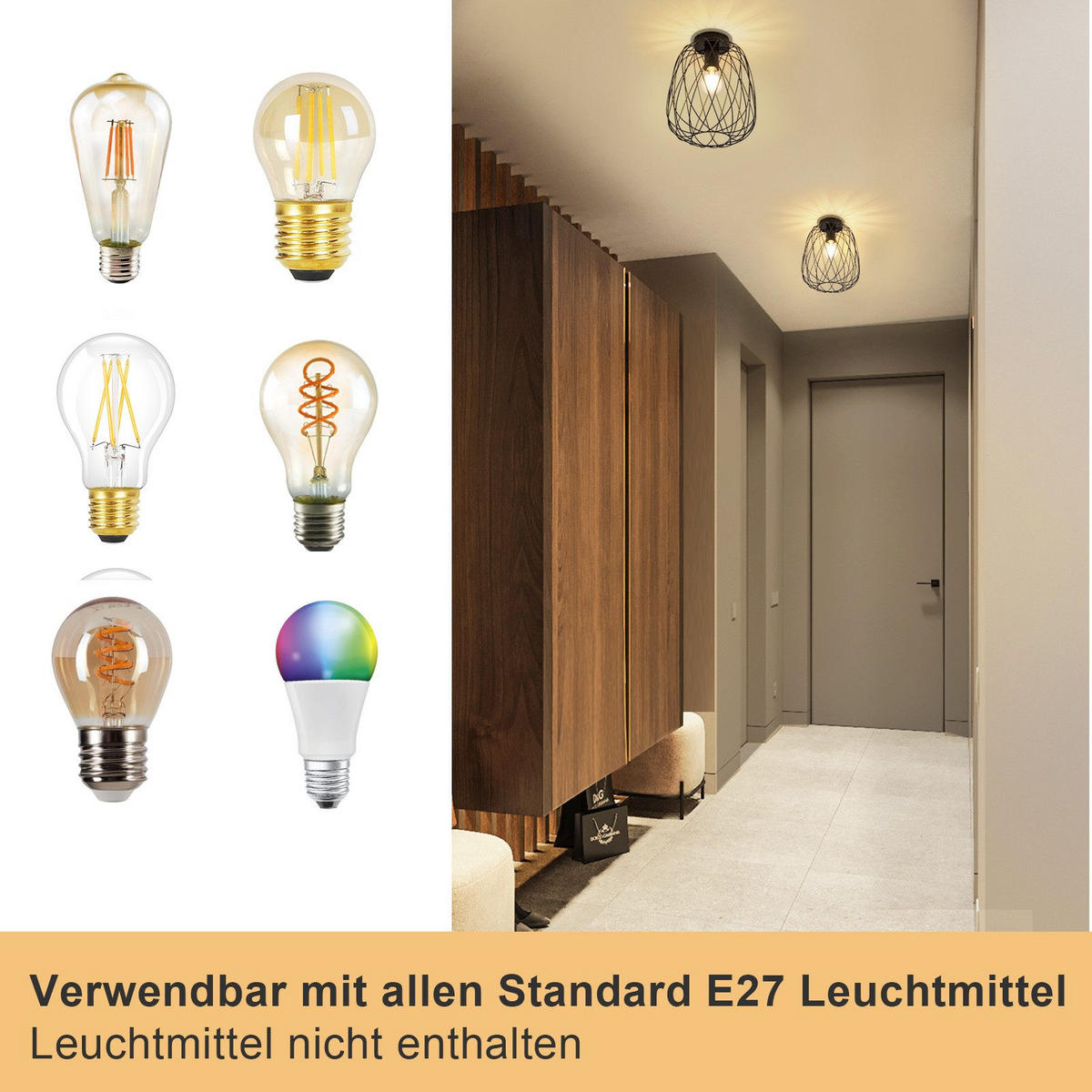 DECKENLEUCHTE Lidell 25/25/30.5cm - Schwarz, Metall (25/25/30.5cm) - Nettlife